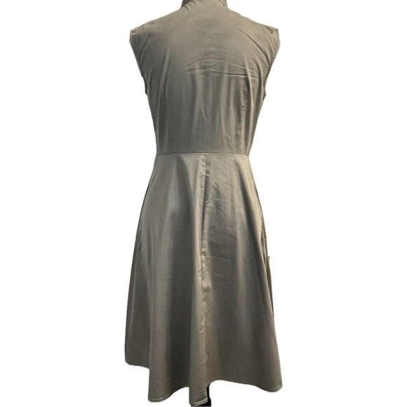 Ann Taylor Sleeveless Utility Shirt Dress, khaki green - Size 8 - Picture 3 of 8